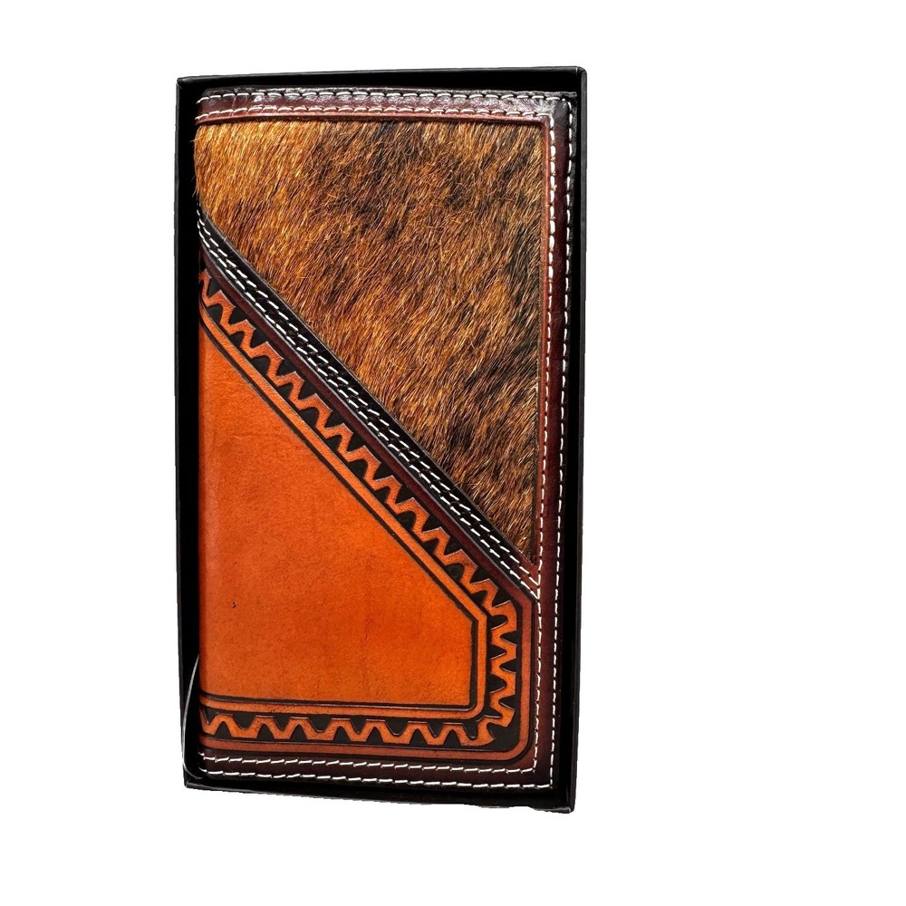 Cody James Men's Hairon Embossed Leather Rodeo Wallet Brown Cowboy‎ Western NEW